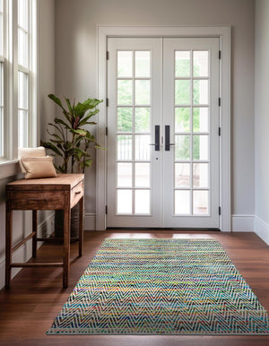 Green 7' 1 x 10' Chindi Chevron Rectangle Area Rug 100% Denim Cotton All Natural Modern Geometric Carpet Dining Living Rooms Bathroom Dorm Decor for Sale at Rug Engine