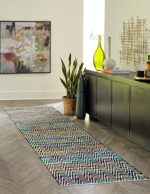 Green 2' 2 x 6' 1 Chindi Chevron Runner Area Rug 100% Denim Cotton All Natural Modern Geometric Carpet Dining Living Rooms Bathroom Dorm Decor for Sale at Rug Engine