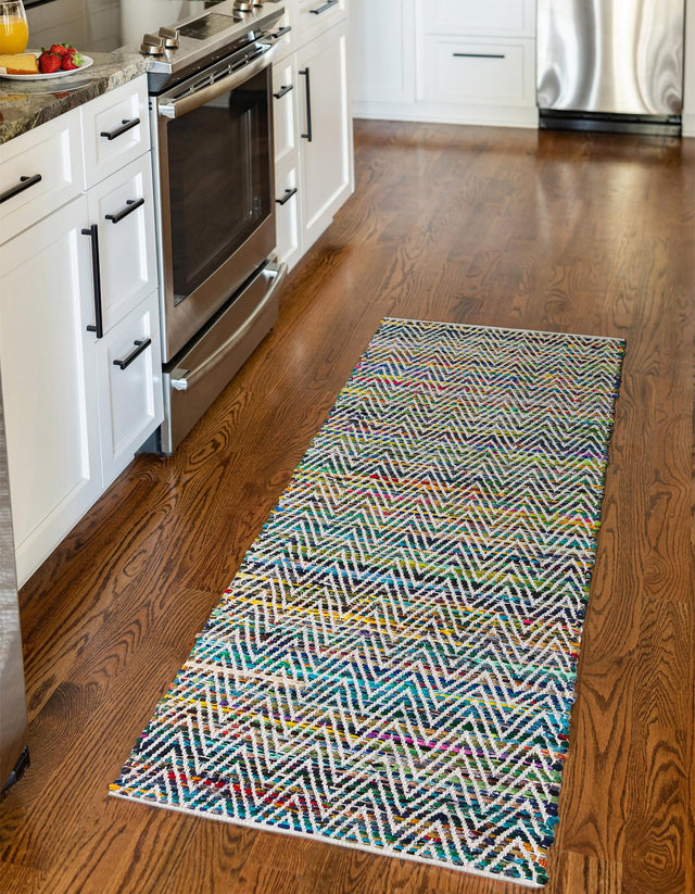 Green 2' 2 x 6' 1 Chindi Chevron Runner Area Rug 100% Denim Cotton All Natural Modern Geometric Carpet Dining Living Rooms Bathroom Dorm Decor for Sale at Rug Engine
