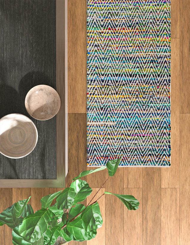 Green 2' 2 x 6' 1 Chindi Chevron Runner Area Rug 100% Denim Cotton All Natural Modern Geometric Carpet Dining Living Rooms Bathroom Dorm Decor for Sale at Rug Engine