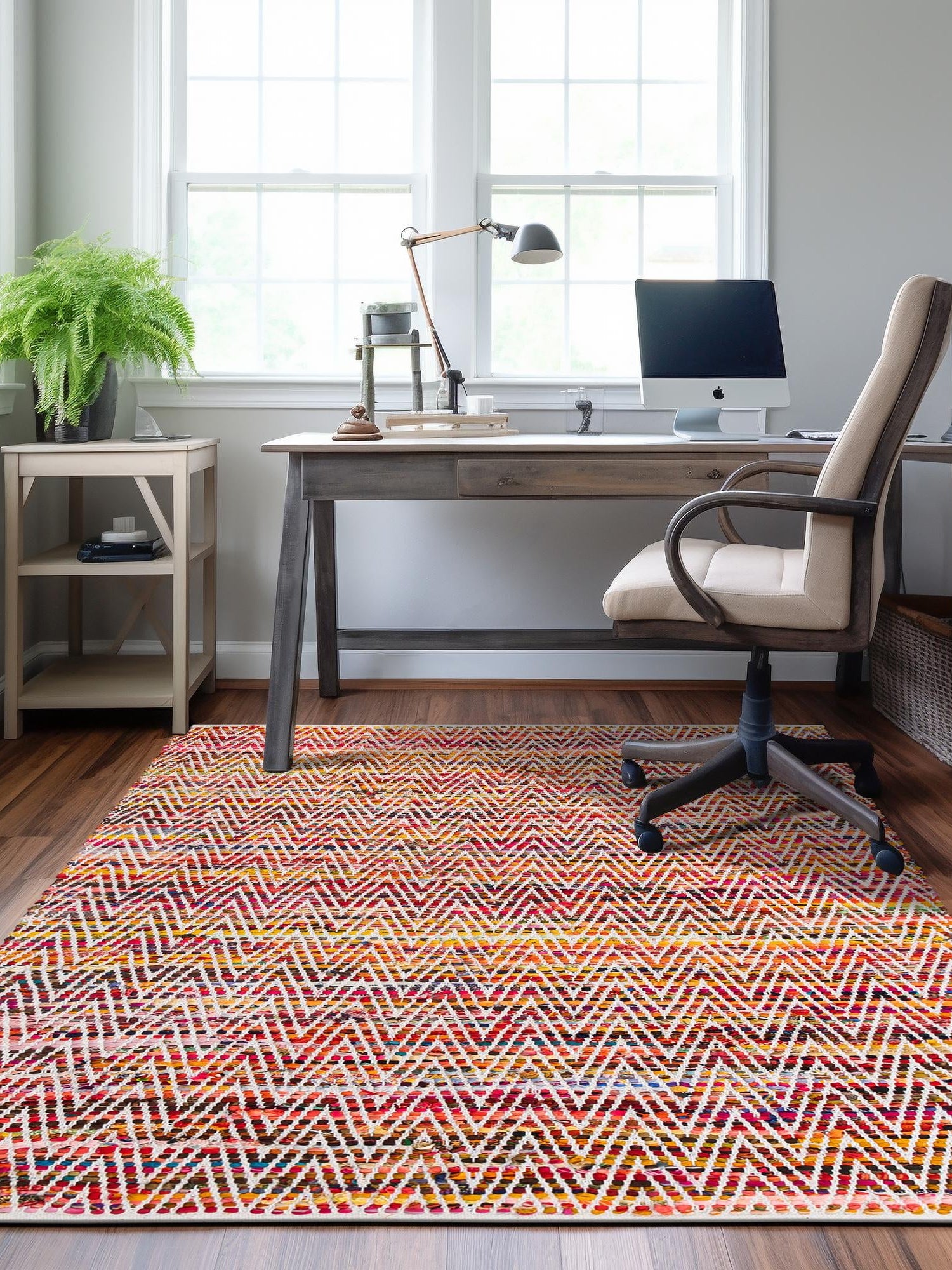 Multicolor 9' x 12' Chindi Chevron Rectangle Area Rug 100% Denim Cotton All Natural Modern Geometric Carpet Dining Living Rooms Bathroom Dorm Decor for Sale at Rug Engine