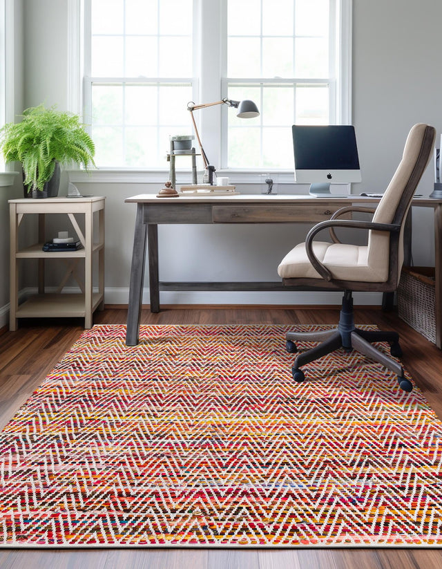 Multicolor 9' x 12' Chindi Chevron Rectangle Area Rug 100% Denim Cotton All Natural Modern Geometric Carpet Dining Living Rooms Bathroom Dorm Decor for Sale at Rug Engine
