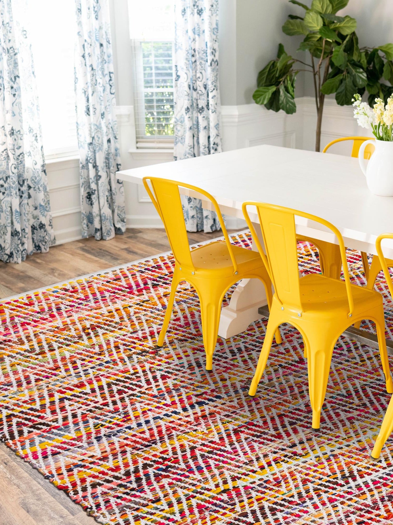 Multicolor 5' 1 x 8' Chindi Chevron Rectangle Area Rug 100% Denim Cotton All Natural Modern Geometric Carpet Dining Living Rooms Bathroom Dorm Decor for Sale at Rug Engine