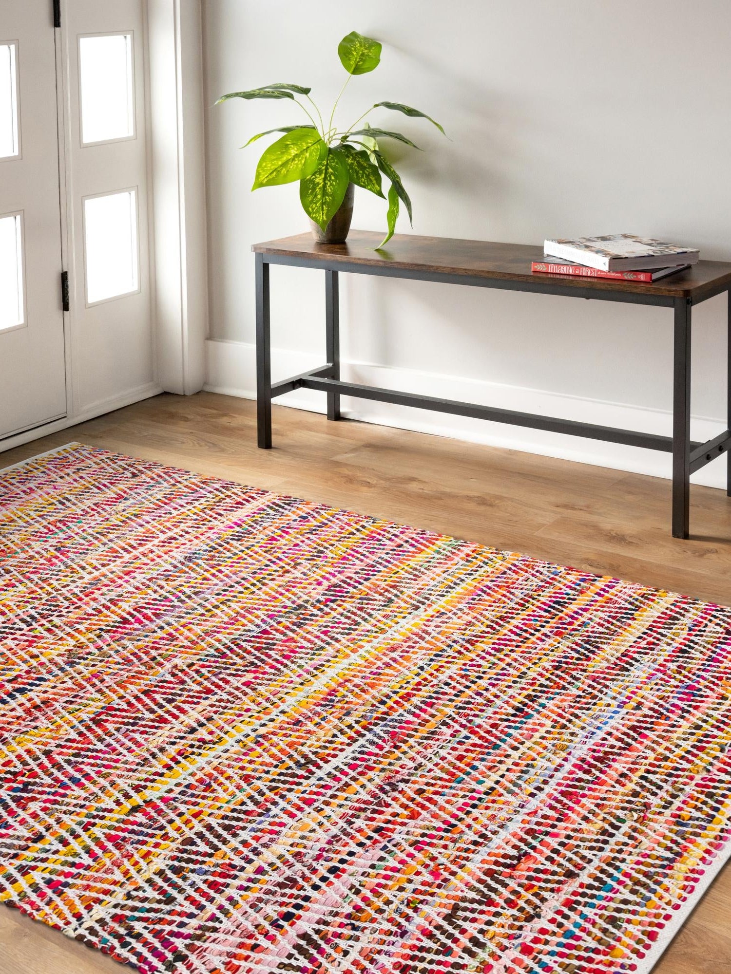 Multicolor 9' x 12' Chindi Chevron Rectangle Area Rug 100% Denim Cotton All Natural Modern Geometric Carpet Dining Living Rooms Bathroom Dorm Decor for Sale at Rug Engine
