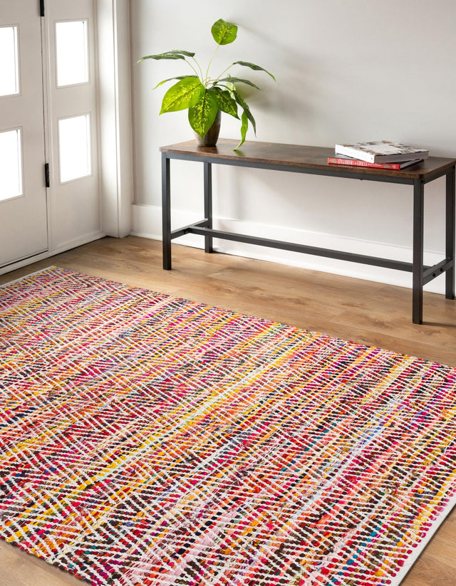Multicolor 9' x 12' Chindi Chevron Rectangle Area Rug 100% Denim Cotton All Natural Modern Geometric Carpet Dining Living Rooms Bathroom Dorm Decor for Sale at Rug Engine