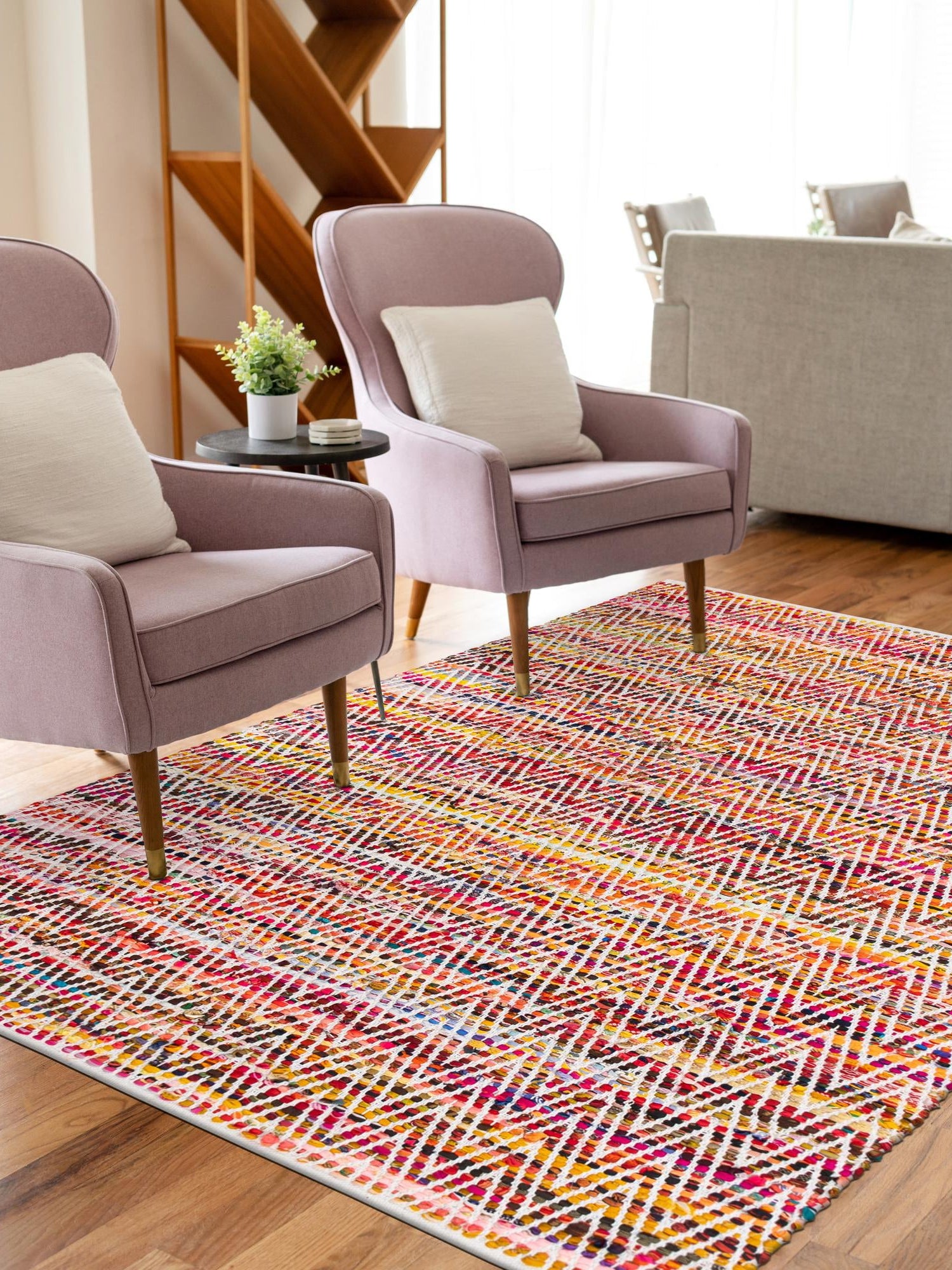 Multicolor 9' x 12' Chindi Chevron Rectangle Area Rug 100% Denim Cotton All Natural Modern Geometric Carpet Dining Living Rooms Bathroom Dorm Decor for Sale at Rug Engine