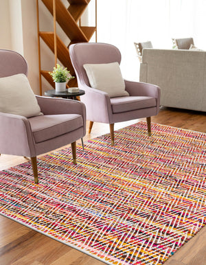 Multicolor 7' 1 x 10' Chindi Chevron Rectangle Area Rug 100% Denim Cotton All Natural Modern Geometric Carpet Dining Living Rooms Bathroom Dorm Decor for Sale at Rug Engine