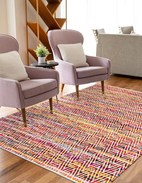 Multicolor 7' 1 x 10' Chindi Chevron Rectangle Area Rug 100% Denim Cotton All Natural Modern Geometric Carpet Dining Living Rooms Bathroom Dorm Decor for Sale at Rug Engine
