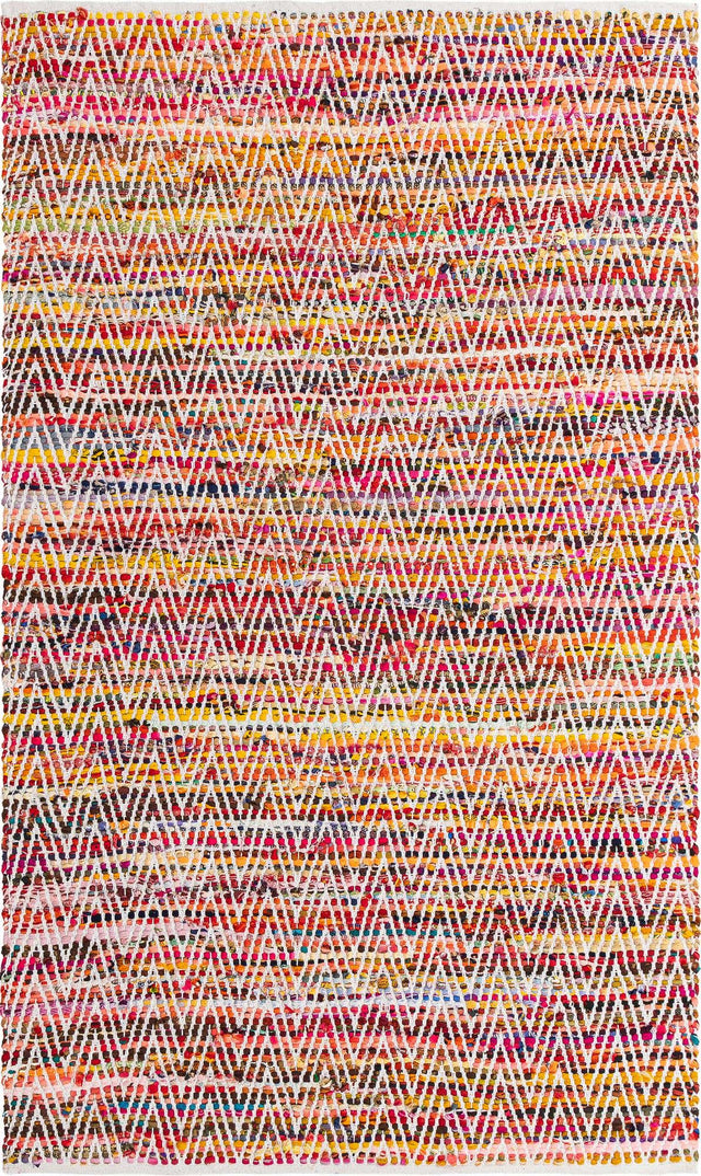 Multicolor 5' 1 x 8' Chindi Chevron Rectangle Area Rug 100% Denim Cotton All Natural Modern Geometric Carpet Dining Living Rooms Bathroom Dorm Decor for Sale at Rug Engine
