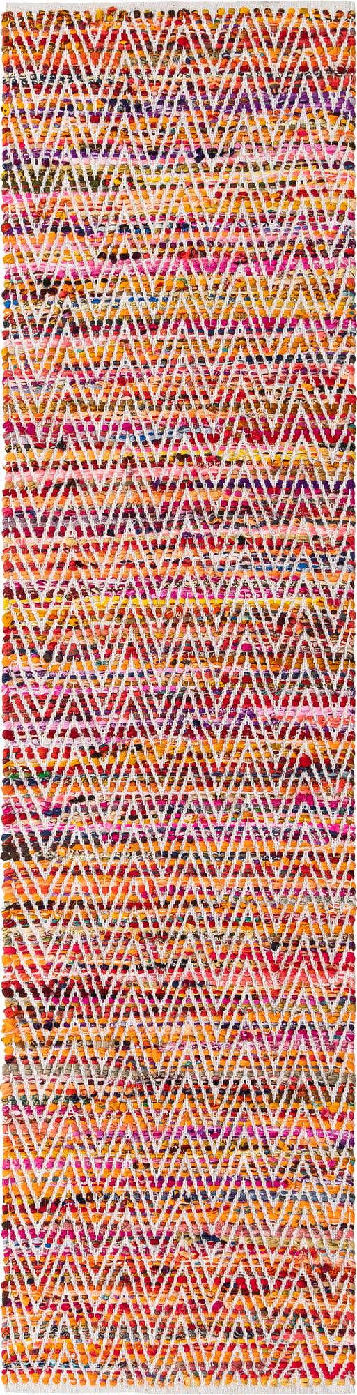 Multicolor 2' 7 x 10' Chindi Chevron Runner Area Rug 100% Denim Cotton All Natural Modern Geometric Carpet Dining Living Rooms Bathroom Dorm Decor for Sale at Rug Engine