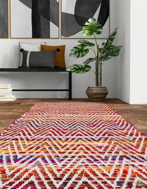 Multicolor 2' 2 x 6' 1 Chindi Chevron Runner Area Rug 100% Denim Cotton All Natural Modern Geometric Carpet Dining Living Rooms Bathroom Dorm Decor for Sale at Rug Engine