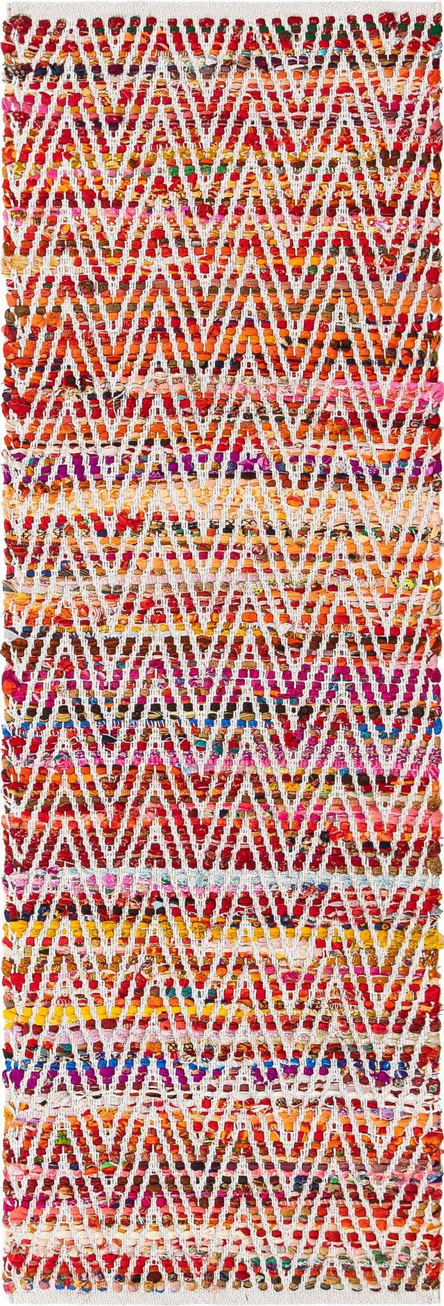 Multicolor 2' 2 x 6' 1 Chindi Chevron Runner Area Rug 100% Denim Cotton All Natural Modern Geometric Carpet Dining Living Rooms Bathroom Dorm Decor for Sale at Rug Engine