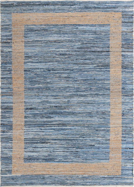 Navy Blue 10' x 14' 1 Chindi Jute Rectangle Rug
