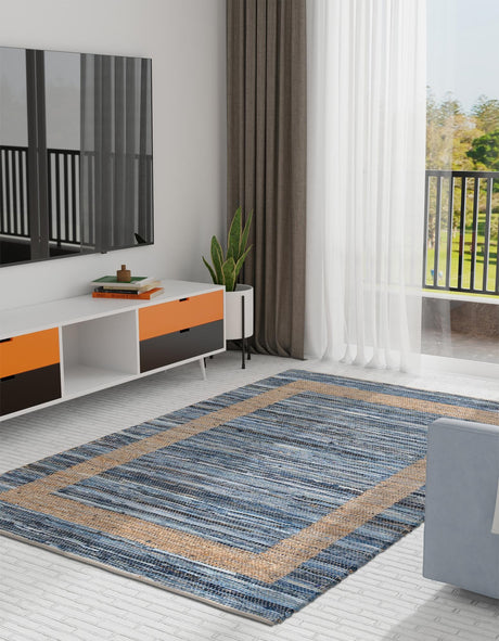 Navy Blue 10' x 14' 1 Chindi Jute Rectangle Area Rug Interior Design Home Decor Carpet Mat for Sale at Rug Engine