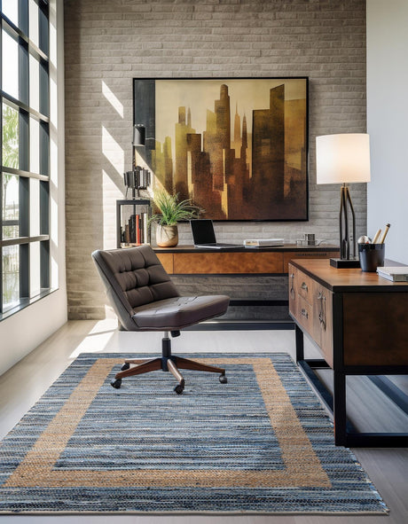 Navy Blue 2' x 3' 1 Chindi Jute Rectangle Area Rug Interior Design Home Decor Carpet Mat for Sale at Rug Engine