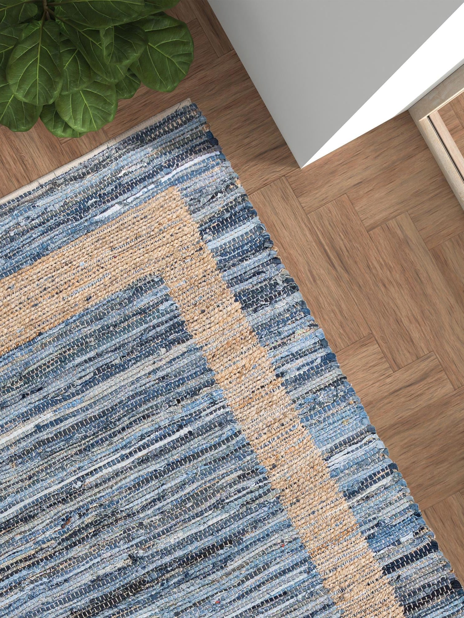 Navy Blue 10' x 14' 1 Chindi Jute Rectangle Area Rug Interior Design Home Decor Carpet Mat for Sale at Rug Engine