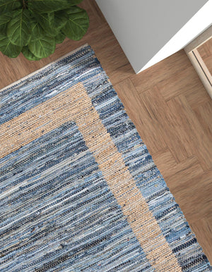 Navy Blue 2' x 3' 1 Chindi Jute Rectangle Rug