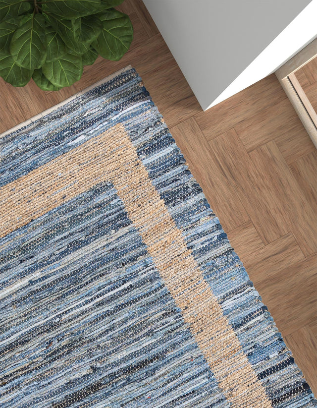 Navy Blue 2' x 3' 1 Chindi Jute Rectangle Rug