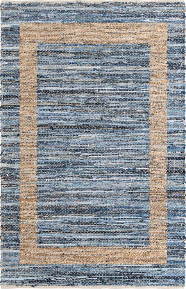 Navy Blue 5' 1 x 8' Chindi Jute Rectangle Rug