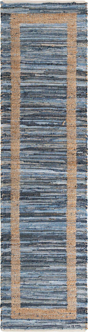 Navy Blue 3' x 10' Chindi Jute Runner Rug