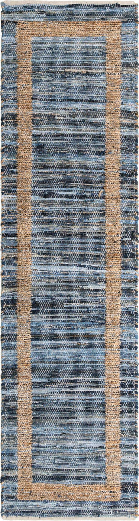 Navy Blue 3' x 10' Chindi Jute Runner Rug