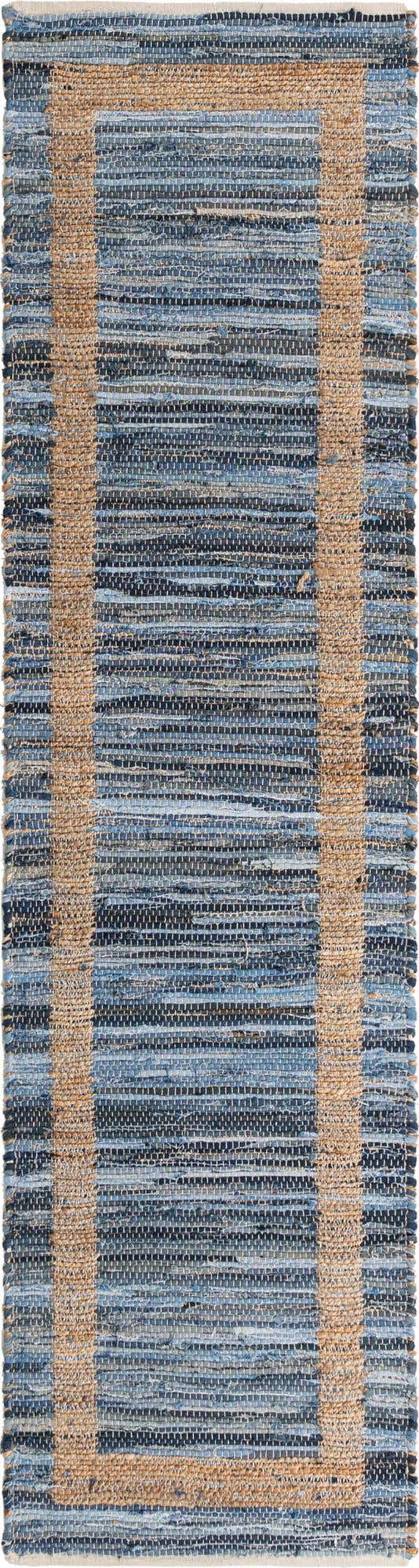 Navy Blue 3' x 10' Chindi Jute Runner Rug