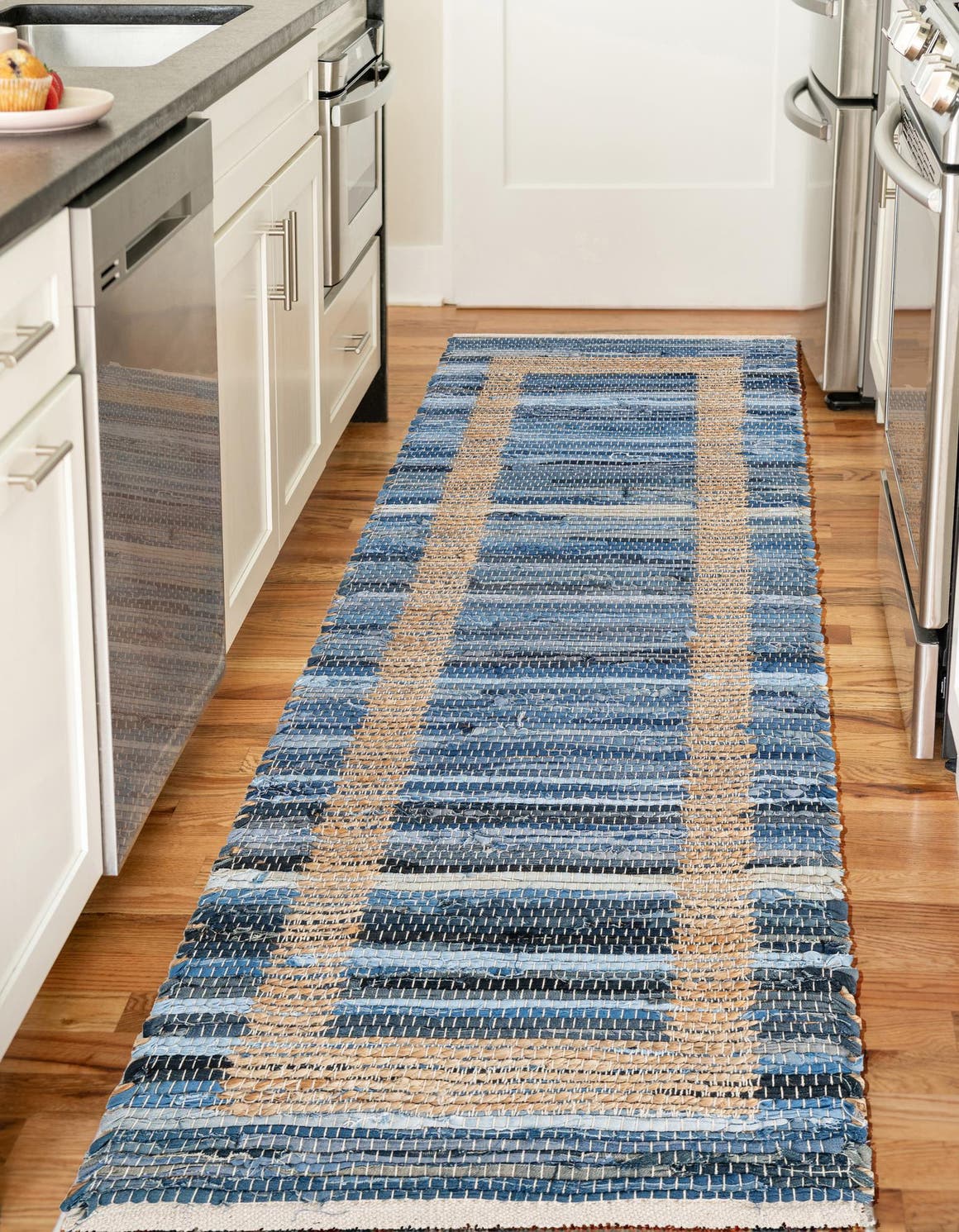 Navy Blue 2' 7 x 10' Chindi Jute Runner Area Rug Interior Design Home Decor Carpet Mat for Sale at Rug Engine