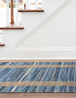 Navy Blue 2' 2 x 6' 1 Chindi Jute Runner Rug