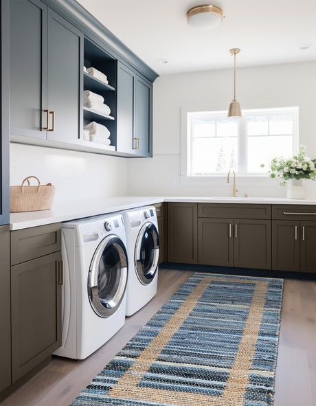 Navy Blue 2' 7 x 10' Chindi Jute Runner Area Rug Interior Design Home Decor Carpet Mat for Sale at Rug Engine