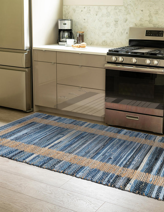 Navy Blue 2' 2 x 6' 1 Chindi Jute Runner Rug