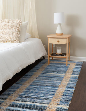 Navy Blue 2' 2 x 6' 1 Chindi Jute Runner Rug