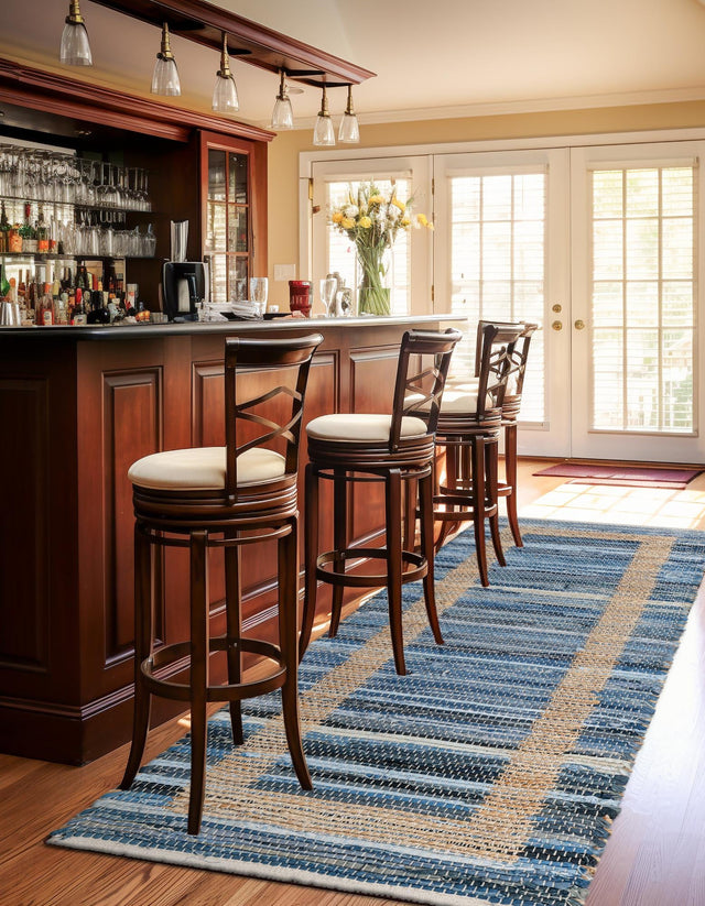 Navy Blue 2' 2 x 6' 1 Chindi Jute Runner Rug