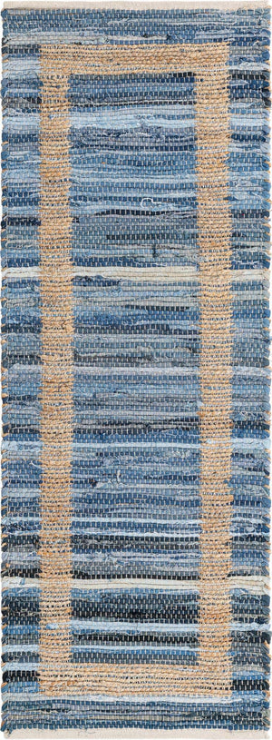 Navy Blue 2' 2 x 6' 1 Chindi Jute Runner Rug