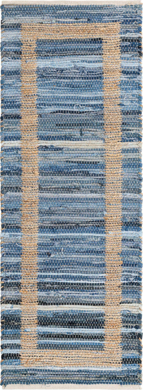 Navy Blue 2' 2 x 6' 1 Chindi Jute Runner Rug