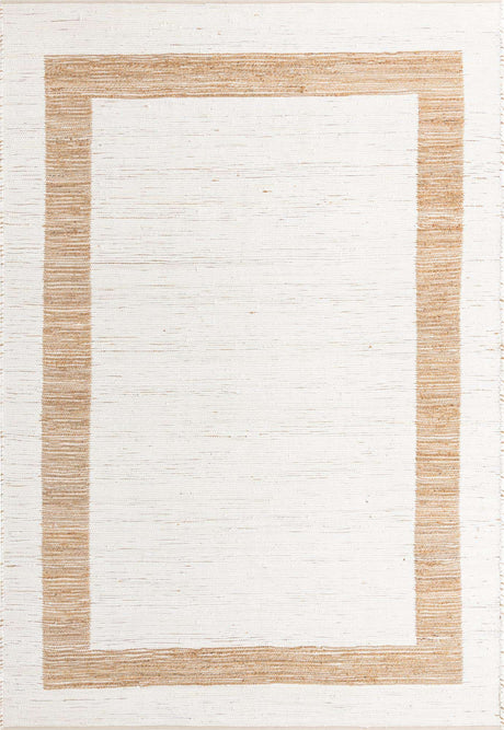 White and Natural 10' x 14' 1 Chindi Jute Rectangle Rug