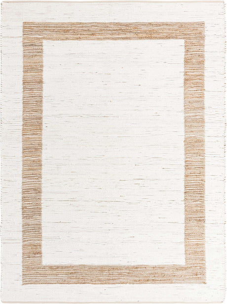 White and Natural 9' x 12' Chindi Jute Rectangle Rug