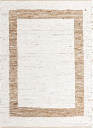 White and Natural 7' 1 x 10' Chindi Jute Rectangle Rug