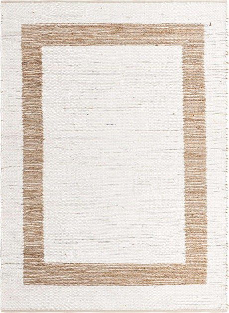 White and Natural 7' 1 x 10' Chindi Jute Rectangle Rug