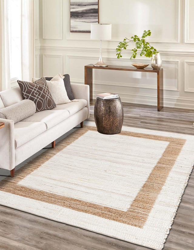 White and Natural 10' x 14' 1 Chindi Jute Rectangle Rug