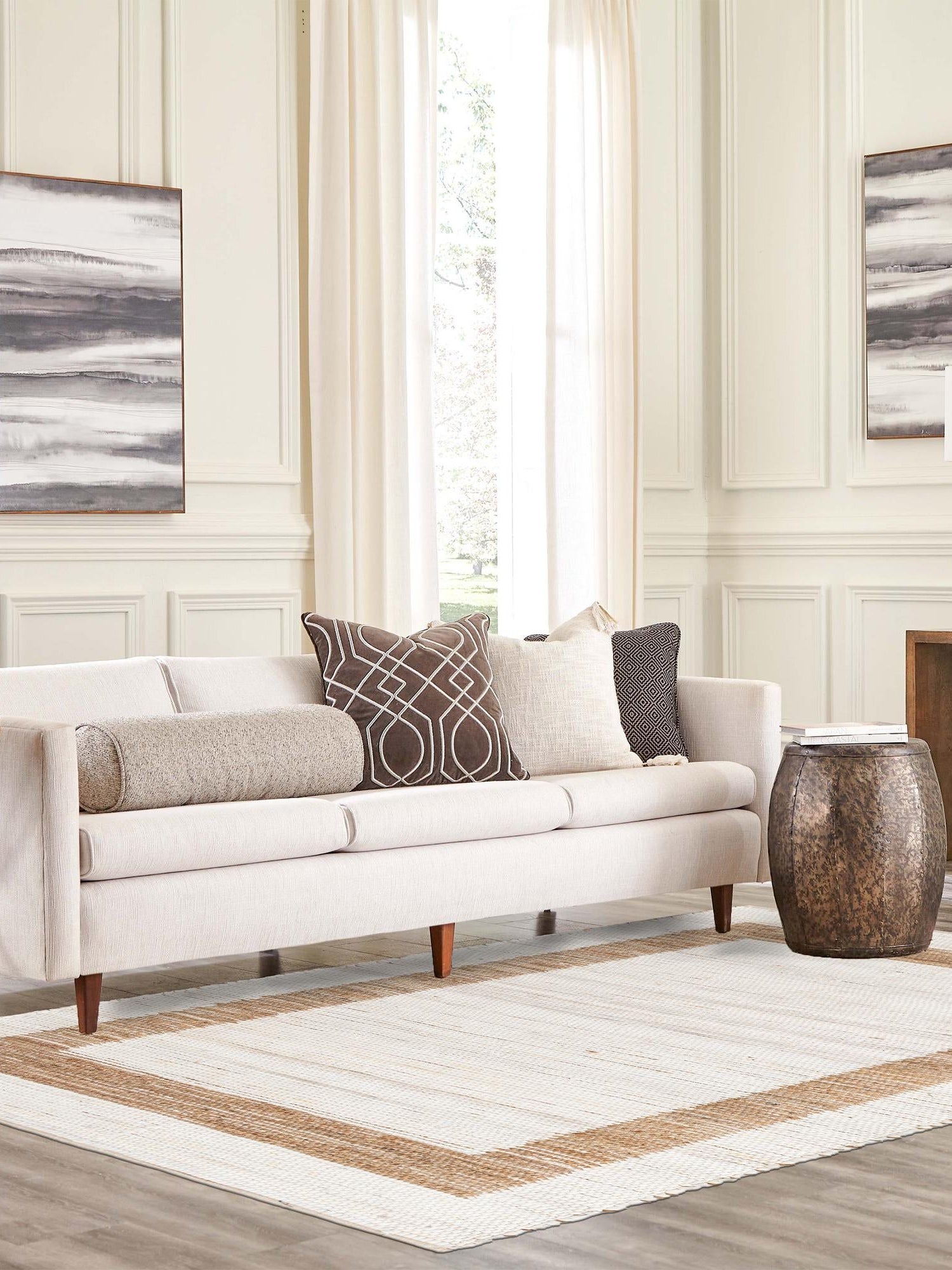 White and Natural 2' x 3' 1 Chindi Jute Rectangle Area Rug Interior Design Home Decor Carpet Mat for Sale at Rug Engine