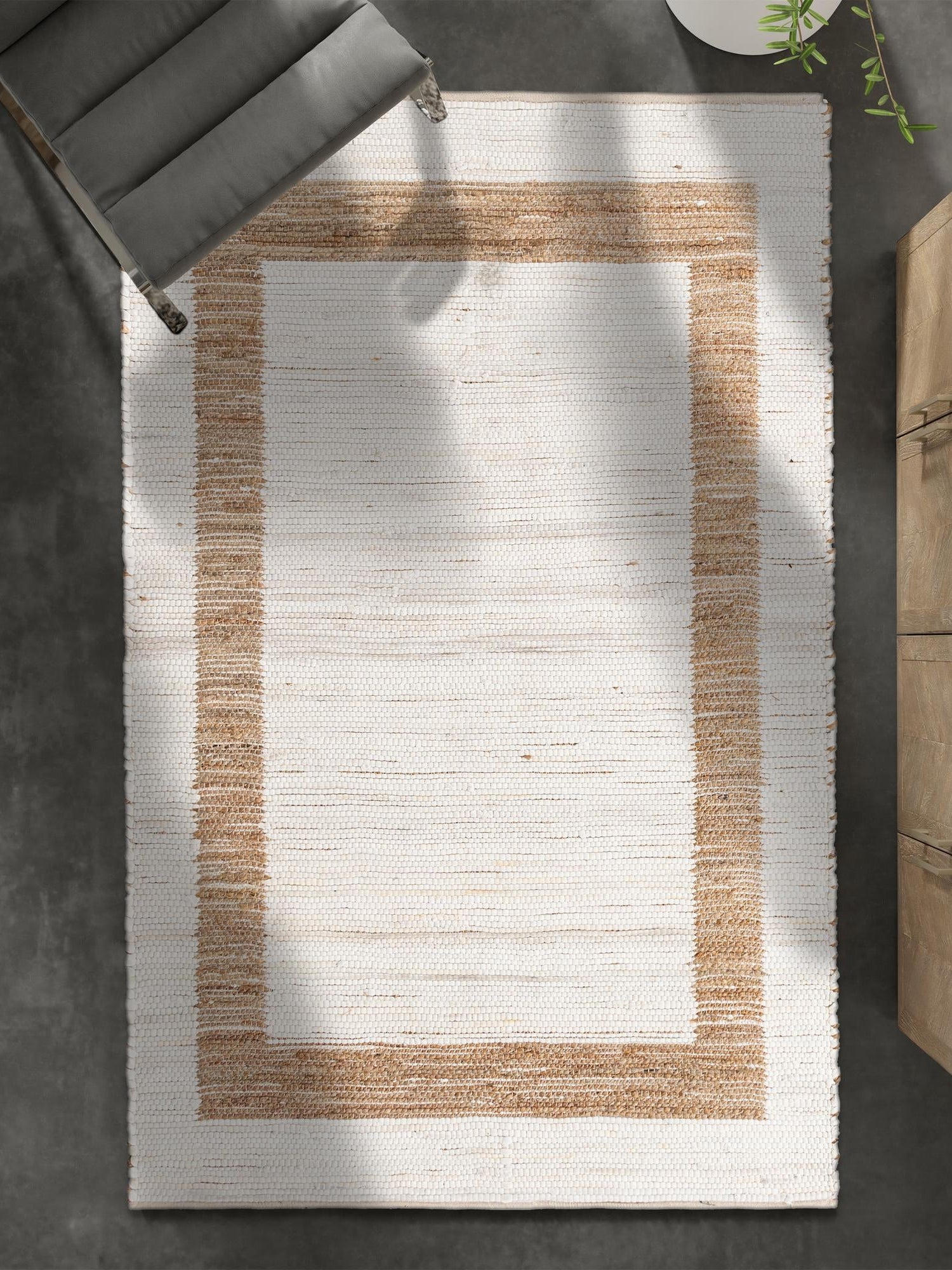 White and Natural 10' x 14' 1 Chindi Jute Rectangle Area Rug Interior Design Home Decor Carpet Mat for Sale at Rug Engine