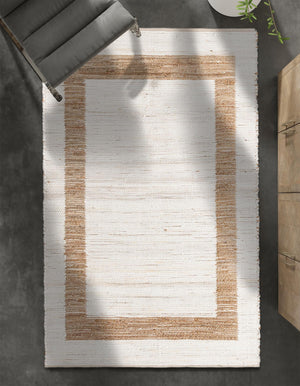White and Natural 10' x 14' 1 Chindi Jute Rectangle Rug