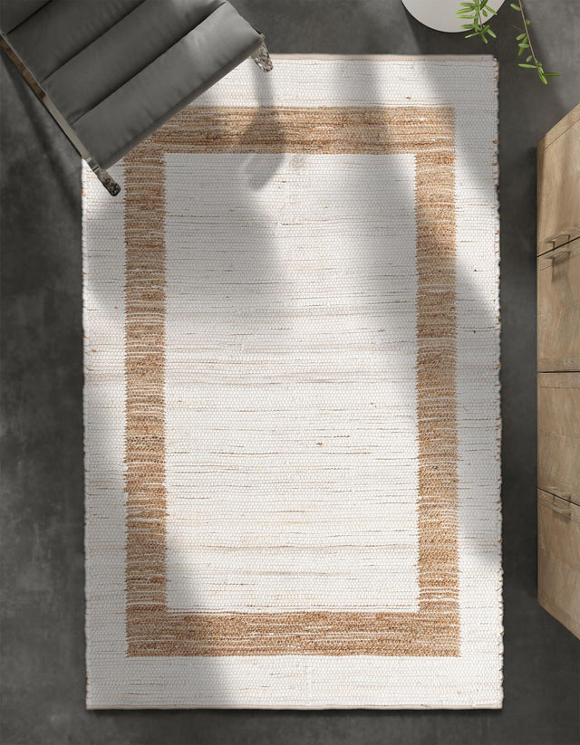 White and Natural 10' x 14' 1 Chindi Jute Rectangle Rug