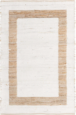 White and Natural 4' 1 x 6' 1 Chindi Jute Rectangle Rug
