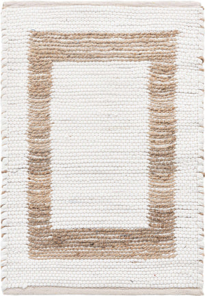 White and Natural 2' x 3' 1 Chindi Jute Rectangle Rug