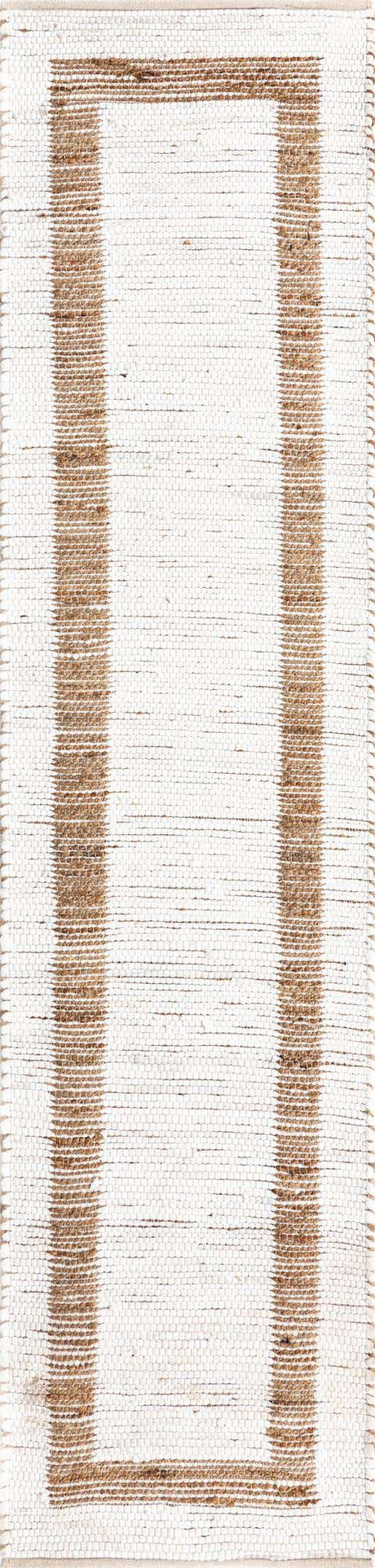 White and Natural 3' x 10' Chindi Jute Runner Rug