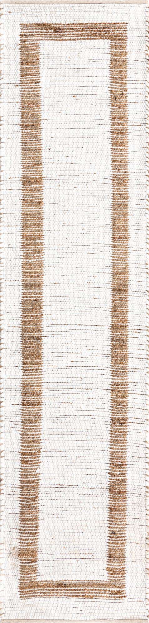 White and Natural 3' x 10' Chindi Jute Runner Rug