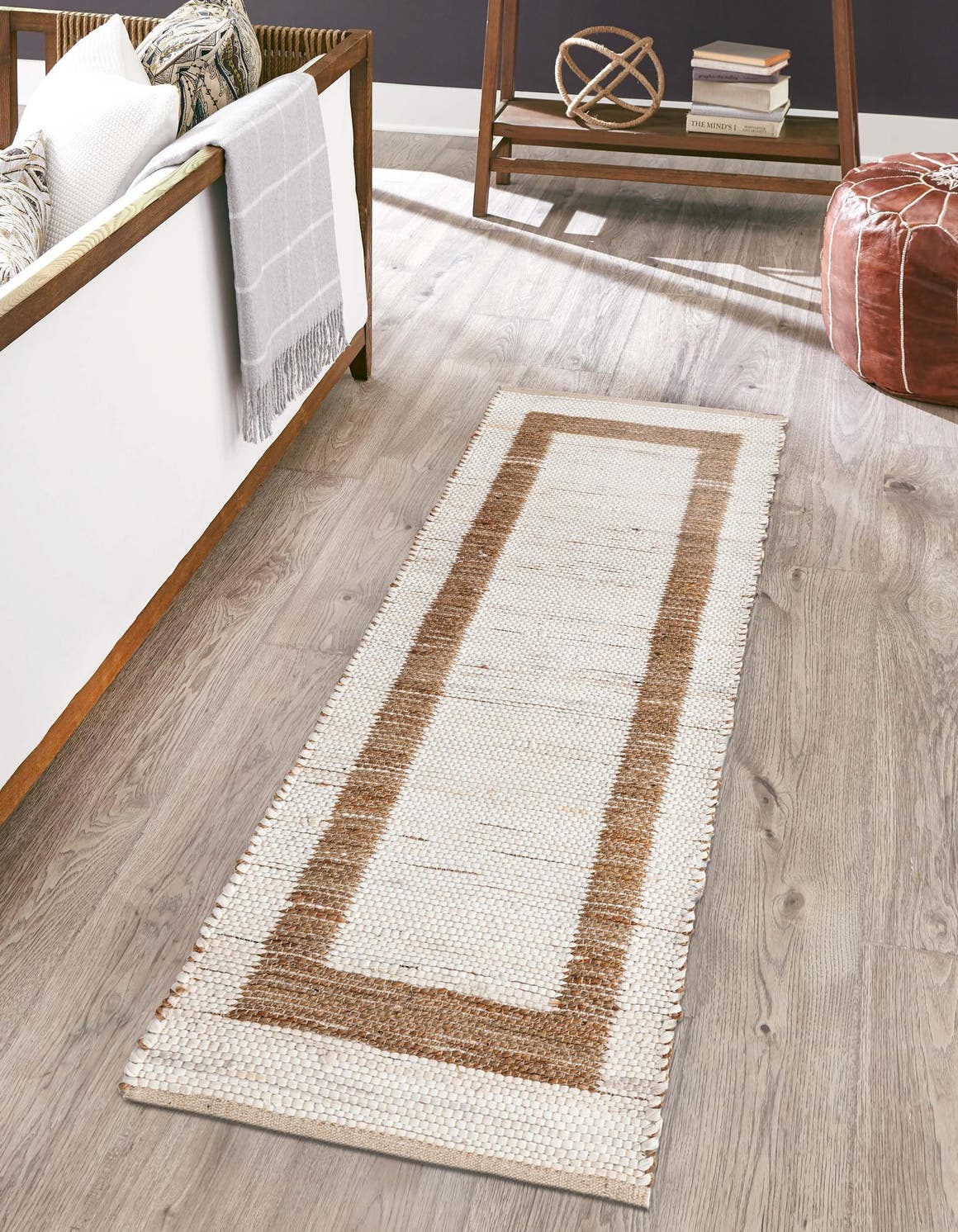 White and Natural 2' 2 x 6' 1 Chindi Jute Runner Area Rug Interior Design Home Decor Carpet Mat for Sale at Rug Engine