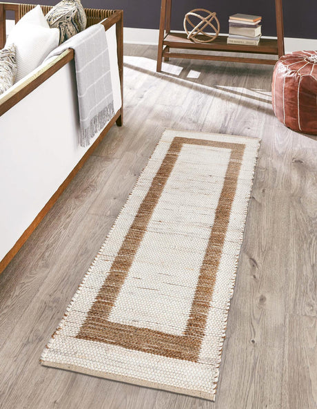 White and Natural 2' 2 x 6' 1 Chindi Jute Runner Rug