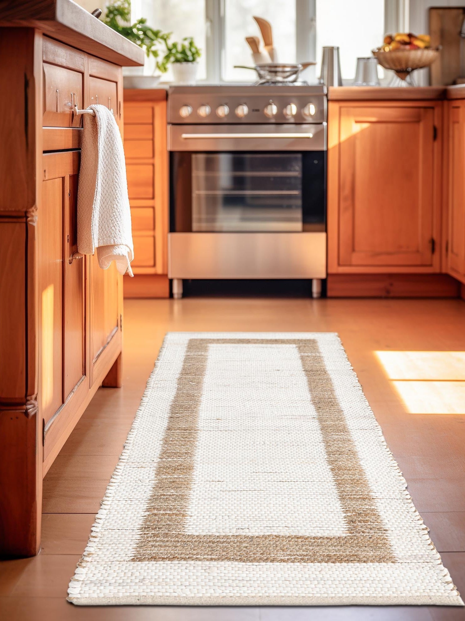 White and Natural 2' 7 x 10' Chindi Jute Runner Area Rug Interior Design Home Decor Carpet Mat for Sale at Rug Engine